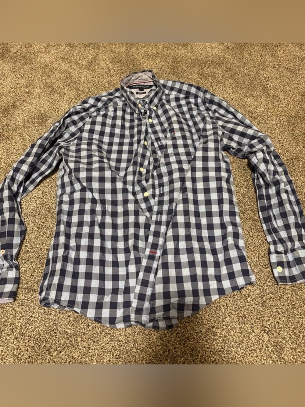 Tommy Hilfiger Navy & White Check Button-Down Shirt